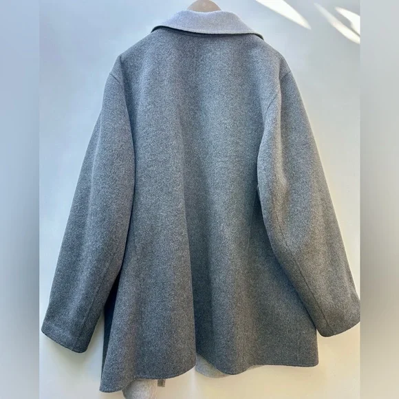 Like New Talbots Double Sided Wool Charcoal Coat Jacket Light Gray Lapel, 22 W - Picture 7 of 15